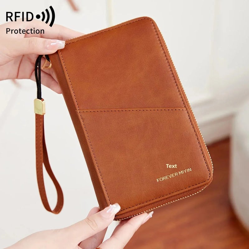 2025 new RFID anti-theft brush long zipper escort bag multi-functional travel ticket storage card bag - Image 3