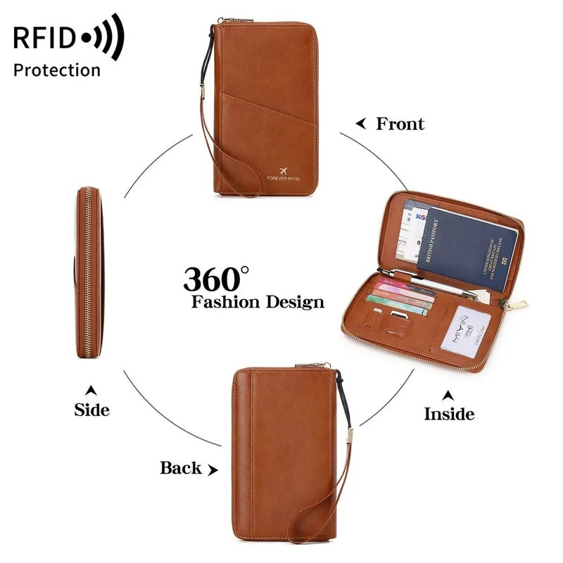 2025 new RFID anti-theft brush long zipper escort bag multi-functional travel ticket storage card bag - Image 5