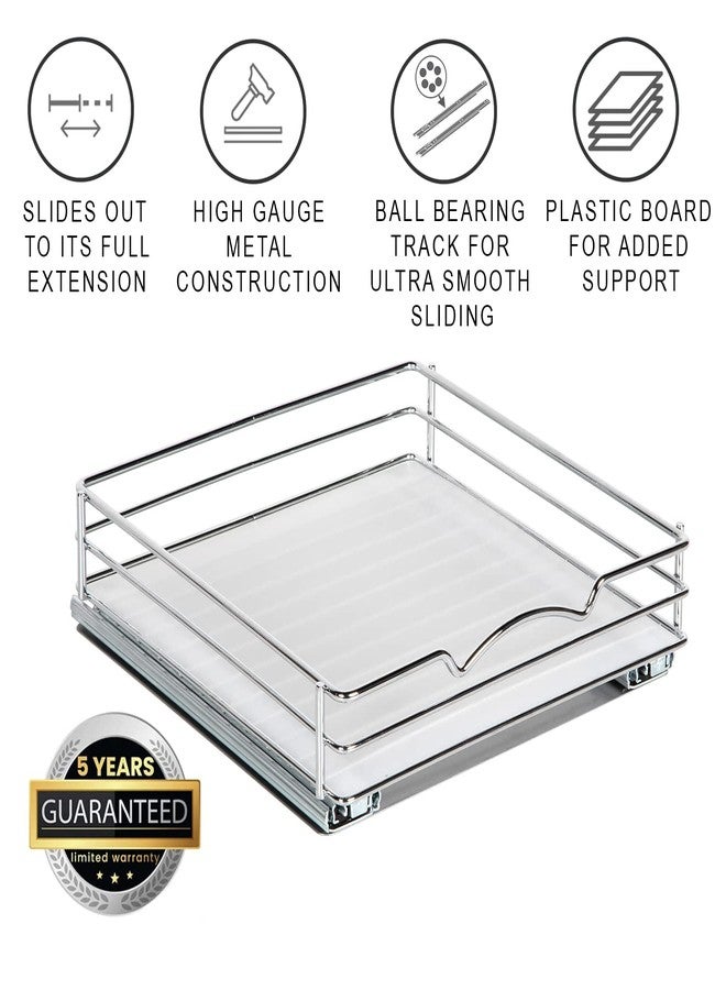 HOLDN’ STORAGE Pull Out Cabinet Organizer for Spices, Cans - Heavy Duty with Lifetime Limited Warranty- Pull Out Spice Rack- Cabinet Pull Out Shelf for Cans,Dishes, Etc, 10"W x 10"D x 2-1/8 H, Chrome - Image 2