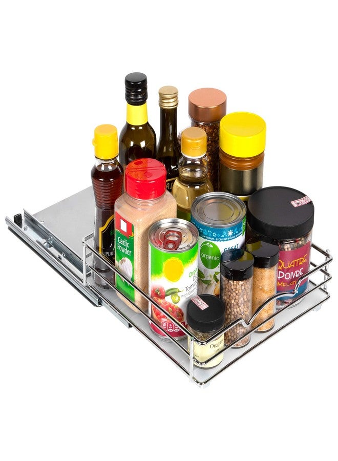 HOLDN’ STORAGE Pull Out Cabinet Organizer for Spices, Cans - Heavy Duty with Lifetime Limited Warranty- Pull Out Spice Rack- Cabinet Pull Out Shelf for Cans,Dishes, Etc, 10"W x 10"D x 2-1/8 H, Chrome - Image 3