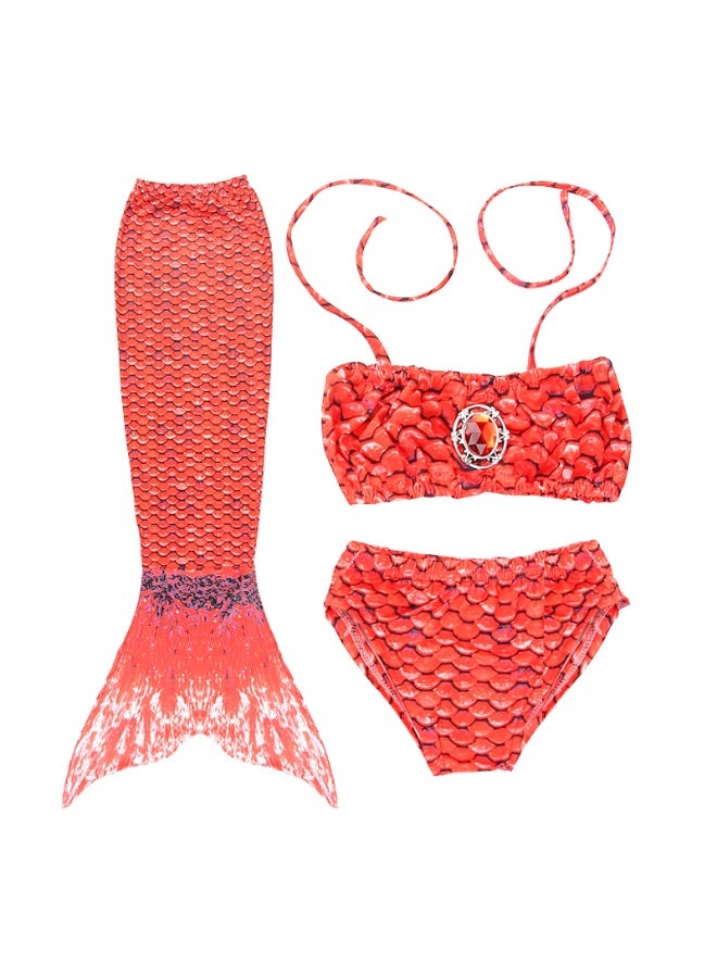 NIBEMINENT Children's mermaid swimsuit tail, children's bikini set, girls' baby swimming clothes, and flippers can be worn - Image 1