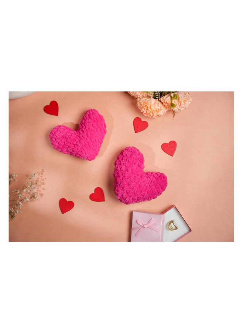 CHEHAR GLOBAL INNOVATION JCGI Handmade Crochet Soft Pink Heart Shaped Plushie Throw Pillow Decorative Cozy Decorative Cushion for Nursery Pillow Home Decor Office Valentines Day Gift Idea Childs Room Pack1 