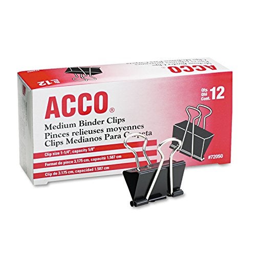 ACCO Brands Acco 72050 Medium Binder Clips, 1-1/4-Inch W, 5/8-Inch Cap, Blk/Silver, Sold as 1 Dozen - Image 4