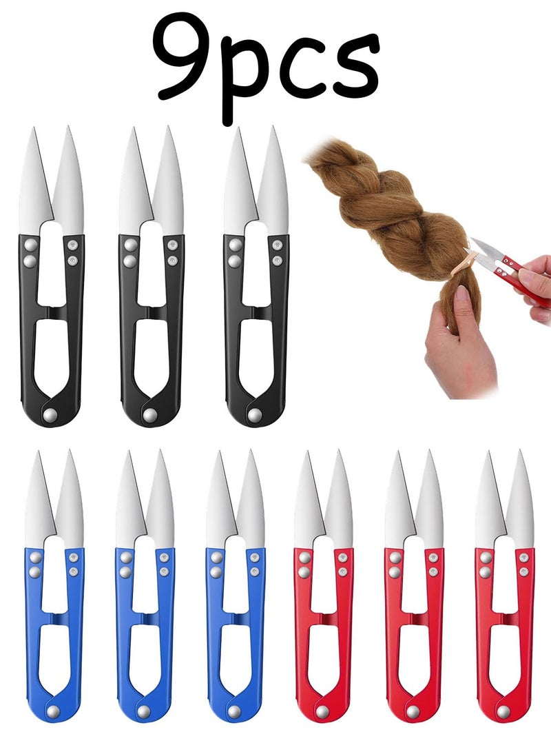 9 Pcs Sewing Snips, 4 Inch Sewing Scissors Thread Snips Yarn Cutter High-Carbon Steel Thread Cutter, Small Crochet Threads Scissors for Stitch, Knitting, Mini DIY Supplies, Crafts (Random Color) - Image 1