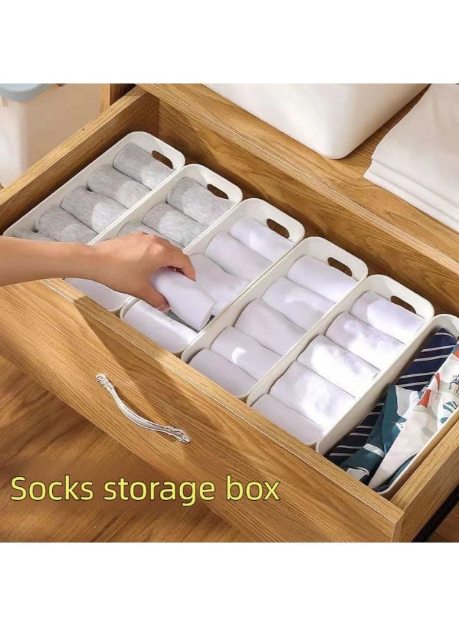 10Pcs Long Stackable Drawer Storage Organizer Bins with Handles, Durable Plastic Divider Trays, Space Saving Cabinet Organizer for Kitchen Tableware, Socks, Cosmetics, Hair Accessories, Tea Bags & Household Sundries - Image 4