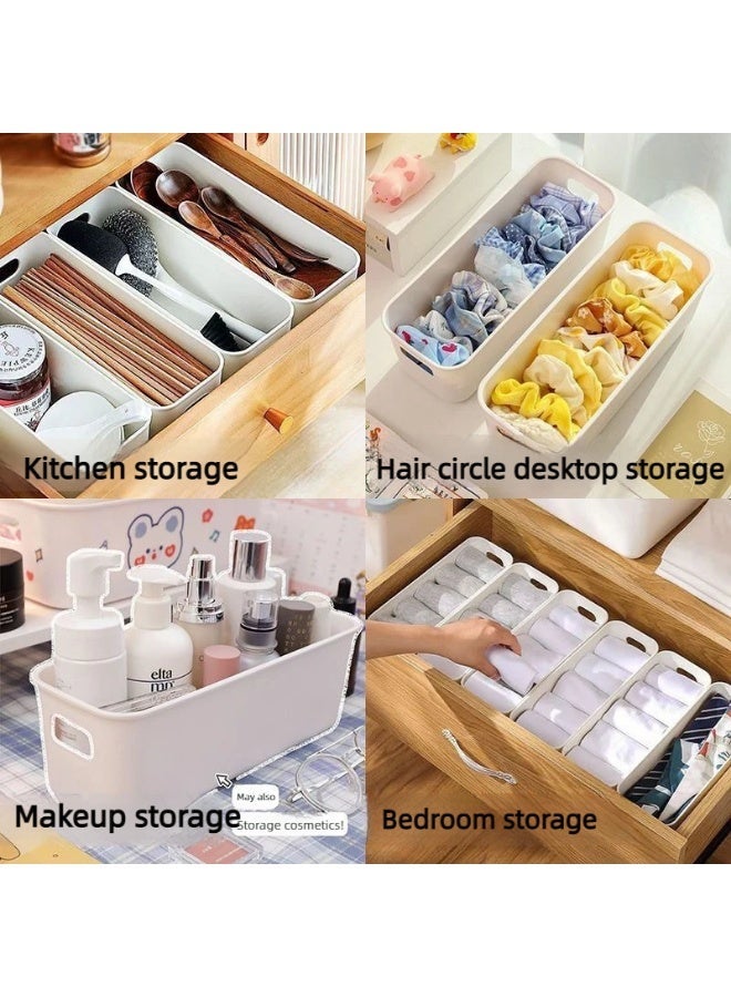 10Pcs Long Stackable Drawer Storage Organizer Bins with Handles, Durable Plastic Divider Trays, Space Saving Cabinet Organizer for Kitchen Tableware, Socks, Cosmetics, Hair Accessories, Tea Bags & Household Sundries - Image 2