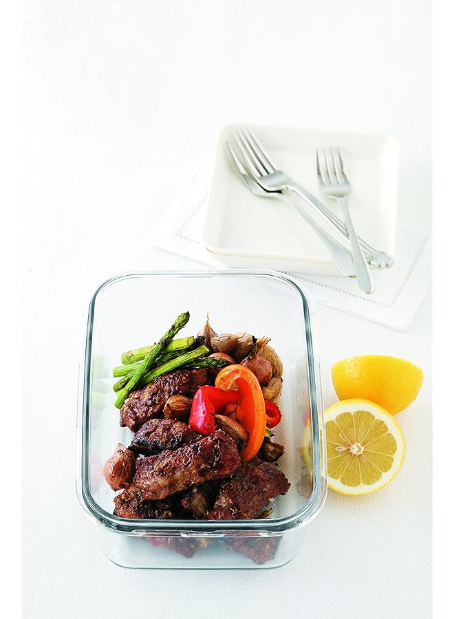 لوك اند لوك زجاج، 3.1 كوب، زجاج بوروسيليكات، آمن للاستخدام في الفرن، خالٍ من مادة BPA، محكم الإغلاق بنسبة 100%، وعاء تخزين طعام مستطيل الشكل مع غطاء - Image 2