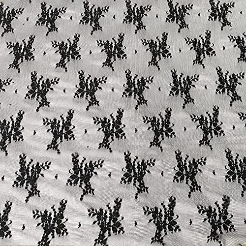 LUMKET Lace Realm Black Lace Fabric, 60 Inches Fabric Lace for Wedding Dress,Fashion, Crafts, Decorations Lace Trim Fabric 60” Width (A8133 Black, 1 Yard) - Image 5