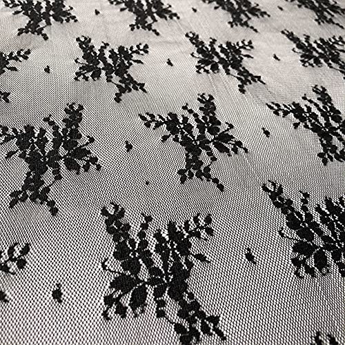 LUMKET Lace Realm Black Lace Fabric, 60 Inches Fabric Lace for Wedding Dress,Fashion, Crafts, Decorations Lace Trim Fabric 60” Width (A8133 Black, 1 Yard) - Image 3