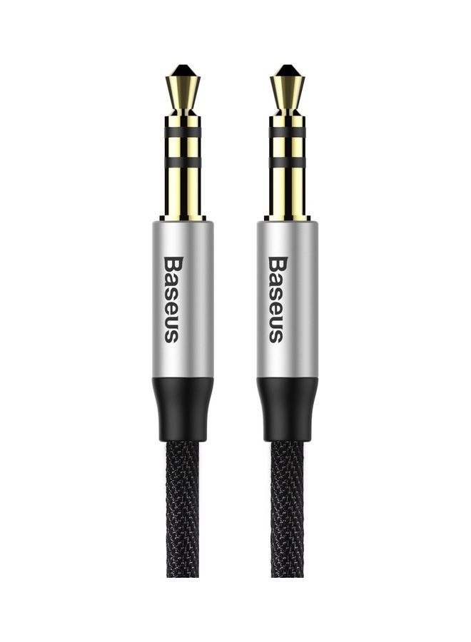 Baseus 3.5mm Audio Cable Aux Braided To Male Stereo Auxiliary Jack Compatible For Phone Tablets Car Home Stereos Headphones Speaker 1.5 Meter Black/Silver - Image 1