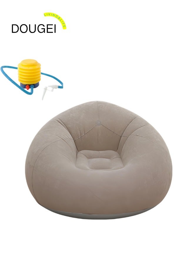 دوغي كرسي قابل للنفخ كيس بدون فول ، أريكة هوائية خارجية قابلة للنفخ كرسي أريكة كسول بدون حشو ، كرسي كيس فول قابل للغسل ، لتنظيم الألعاب القطيفة أو رغوة الذاكرة (رمادي) - Image 1