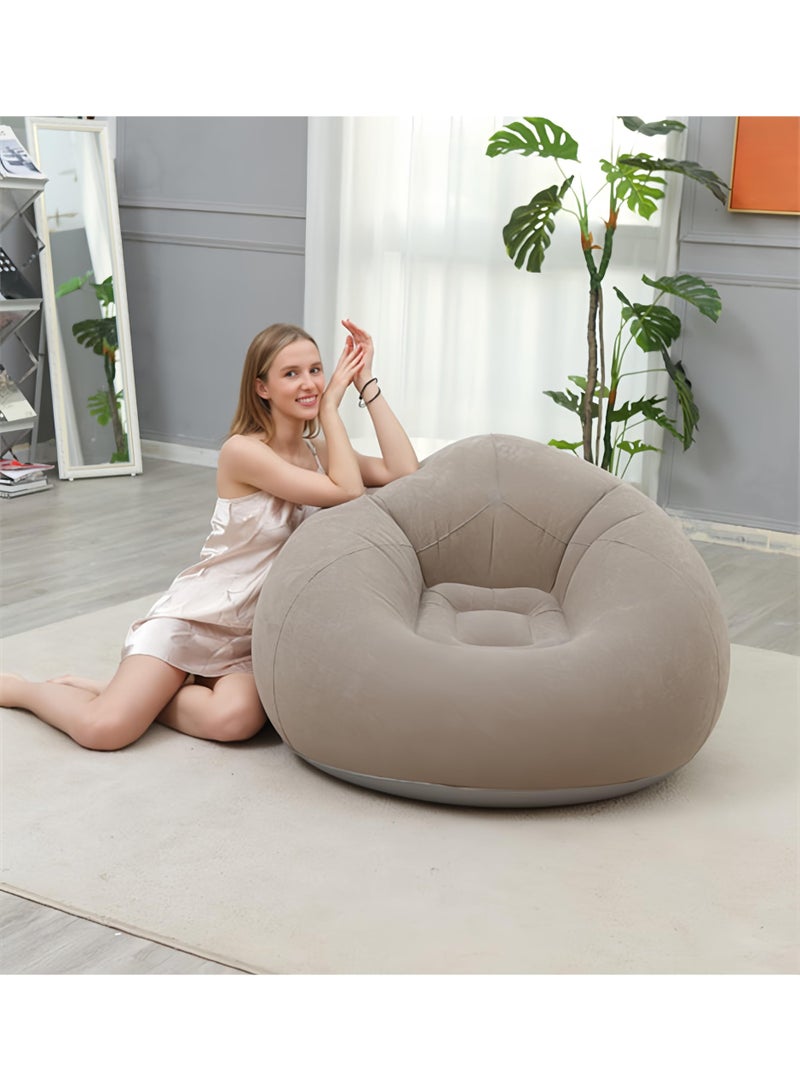 دوغي كرسي قابل للنفخ كيس بدون فول ، أريكة هوائية خارجية قابلة للنفخ كرسي أريكة كسول بدون حشو ، كرسي كيس فول قابل للغسل ، لتنظيم الألعاب القطيفة أو رغوة الذاكرة (رمادي) - Image 4