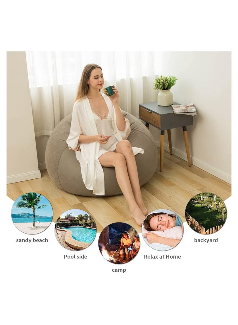 دوغي كرسي قابل للنفخ كيس بدون فول ، أريكة هوائية خارجية قابلة للنفخ كرسي أريكة كسول بدون حشو ، كرسي كيس فول قابل للغسل ، لتنظيم الألعاب القطيفة أو رغوة الذاكرة (رمادي) - Image 5