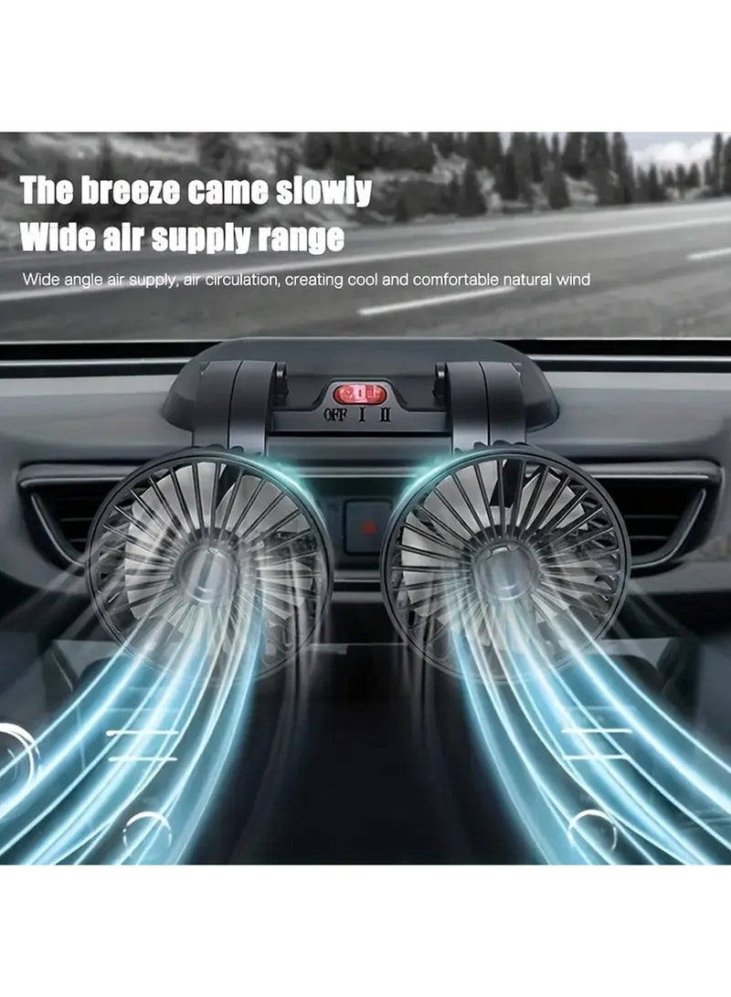 YOUGE Dual Head Fans for Car,Portable Vehicle Cooling Fan with 2 Speeds,360°Rotatable Adjustable Dashboard Air Circulator Fan for Car for SUV, RV,Truck,Sedan,Cruise,Cigarette Lighter Powered - Image 4