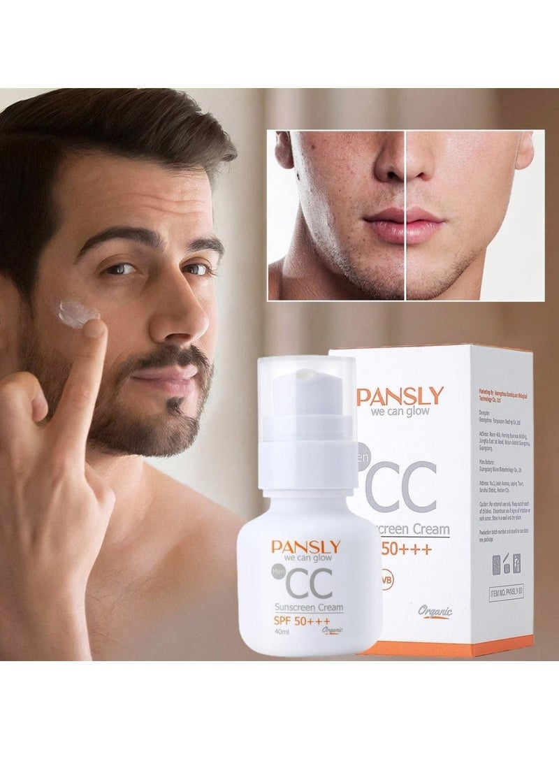 PANSLY Lightweight Water CC Cream SPF50 Sunscreen with Ceramide Vitamin E Centrally Color Correcting Cream Hydrating Even Skin Tone men sunscreen cream 40ml  - Image 3
