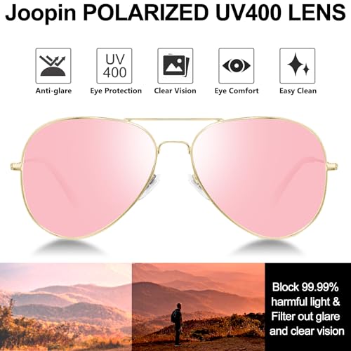Joopin Polarized Aviation Pink Sunglasses for Women Men, Classic Oversized Military Sun Glasses Reflective Mirrored Lens UV Protection - Image 4
