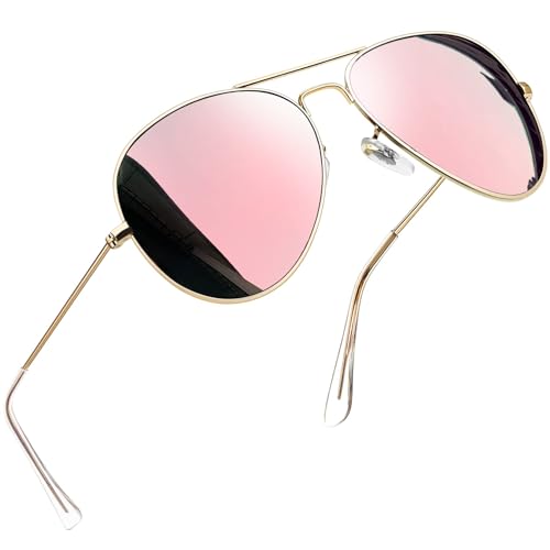 Joopin Polarized Aviation Pink Sunglasses for Women Men, Classic Oversized Military Sun Glasses Reflective Mirrored Lens UV Protection - Image 1