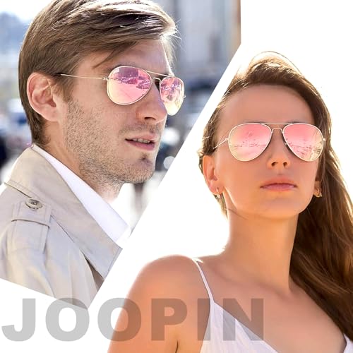Joopin Polarized Aviation Pink Sunglasses for Women Men, Classic Oversized Military Sun Glasses Reflective Mirrored Lens UV Protection - Image 2