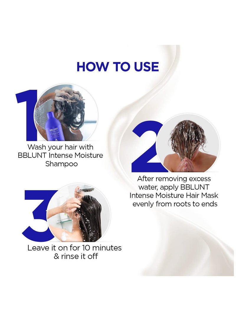 BBLUNT Intense Moisture Hair Mask with Jojoba Oil Vitamin E for Nourished Shiny Hair 250G - Image 4