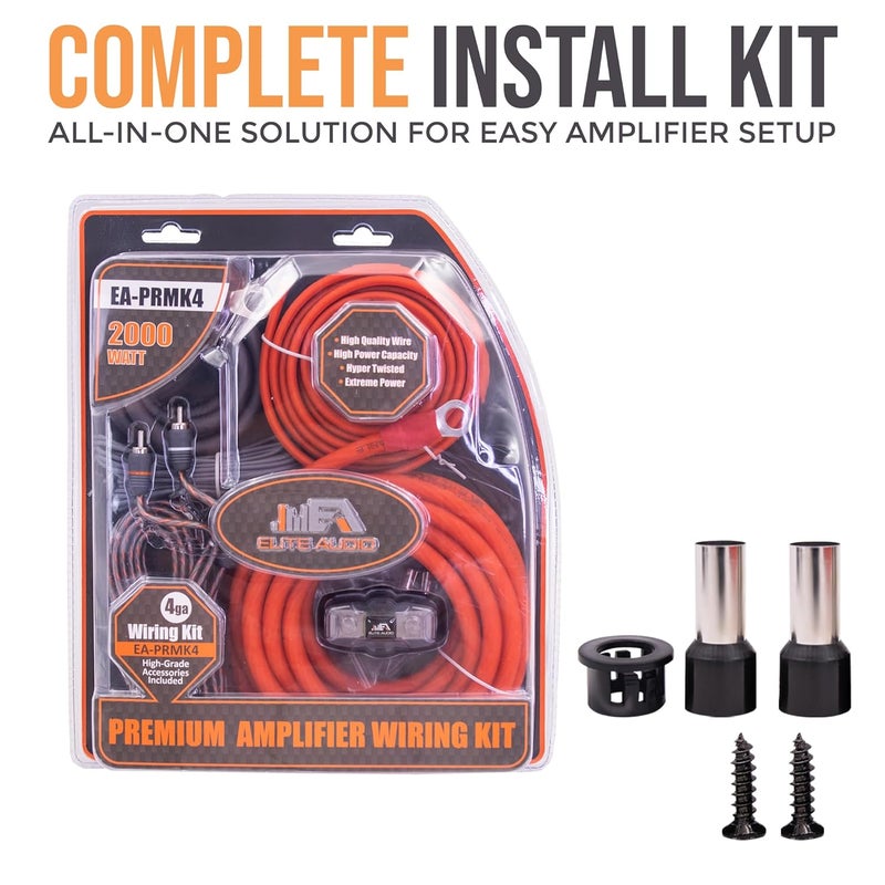 Elite Audio Premium Series Amplifier Wiring Kit - 2000W Power Handling, 4 Gauge CCA Wire, ANL Fuse Holder - Image 2