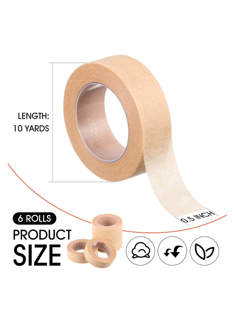 GNAFOTU 6 Rolls Flexible Skin Tape Breathable Nose Tape Self Adhesive Gauze Tape for Wound Injuries Swelling Sports, 0.5 Inch x 10 Yards,Beige  - Image 2