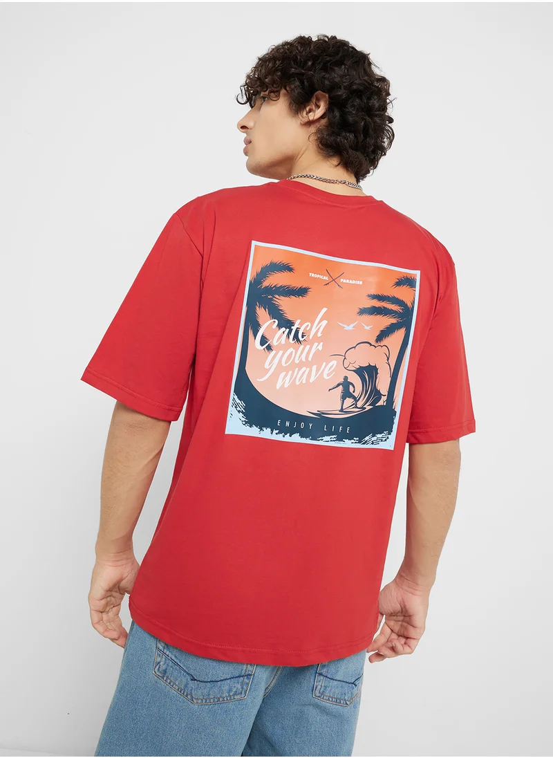 سفنتي فايف Printed Crew Neck T-Shirt