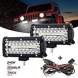 BUNKER INDUST BUNKER INDUST 7 Inch LED Light Pods, 2 Pcs 240W Spot Flood Combo Beam 25000LM Triple Row Light Bar Waterproof Led Work  - Image 1