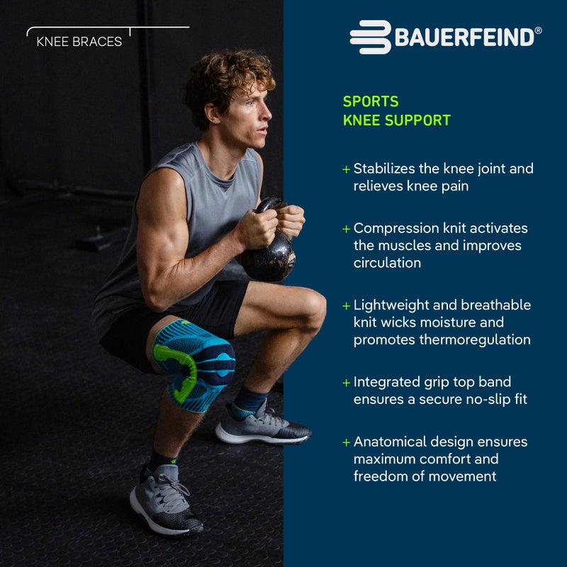 Bauerfeind Sports Knee Support - Knee Brace for Pain Relief and Stabilization - Patellar Knee Pad for Enhanced Support - Targeted Compression - Lightweight & Durable (Black/Blue, S) - Image 5