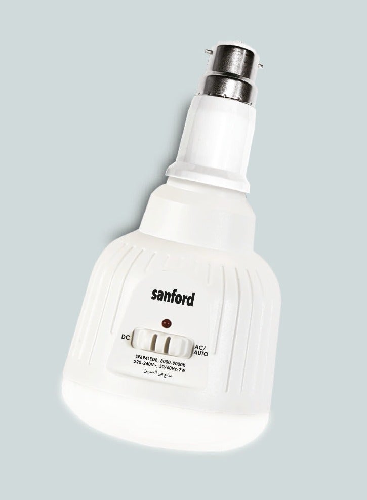 Sanford Rechargeable LED Emergency Bulb, 7W, 500 Lumens, 40 SMD LEDs, 1000mAh Battery, E27 Base, AC/DC, 3 Hours Working Time, Power Outage, Camping, Home - Image 1