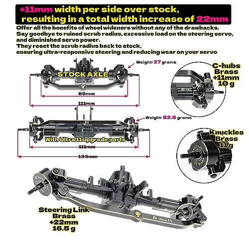 RampCrab Axle widening Upgrade Parts for TRX4M 11mm Wider on Each Side Front Rear Brass Upgrades Parts for TRX4m RC Crawler Car Fit for 118 TRX4M Unlimited Trail Buggy Ultra 11 - Image 5
