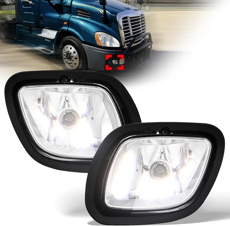 WANLLY Truck Fog Lights Assembly with Bulbs for Freightliner Cascadia 2008-2017 (Pair) - Image 1
