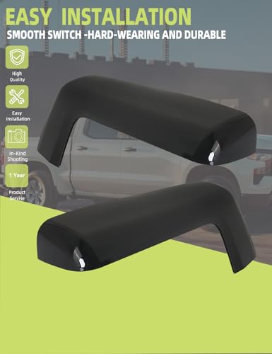 HONFQP Outside Mirror Covers Compatible with Chevy Silverado 1500 2500 3500 20192024 GMC Sierra 1500 2500 3500 20192024 Accessories Parts Replaces 84732185 84732186 Left Right Gloss Black 1 Pair - Image 3