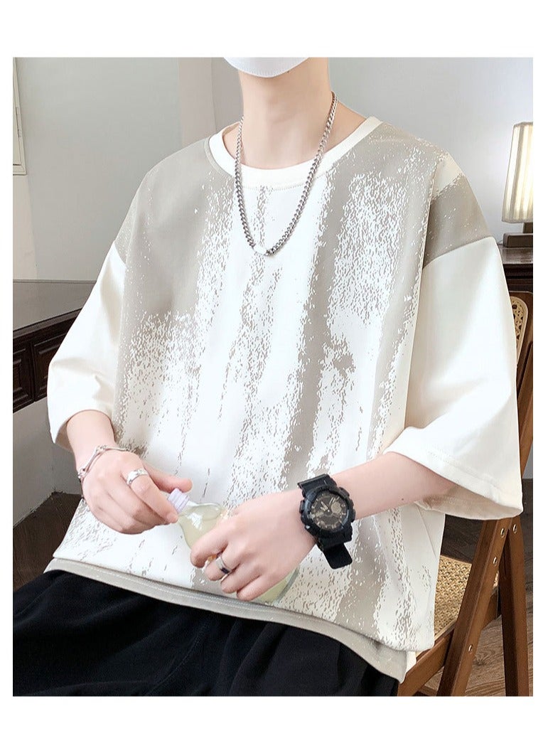 Large Size Fashionable Men's Printed Casual Round Neck T-shirt  - Image 2