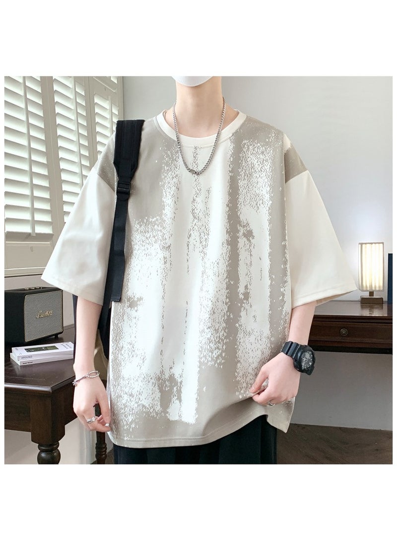 Large Size Fashionable Men's Printed Casual Round Neck T-shirt  - Image 1