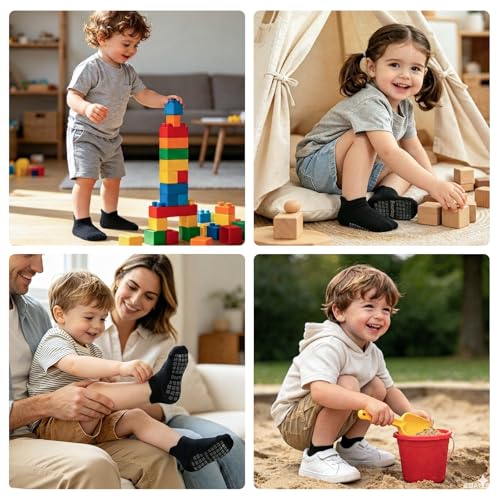 Bearbay Baby Non Slip Ankle Socks with Grippers (9 Pair) for 0 months-7 years old Walking Socks for Infant Toddler Kids Boys Girls - Image 2