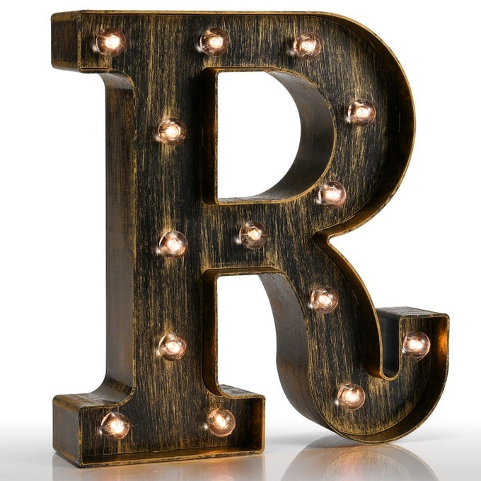VINTAGE LIGHT UP MARQUEE LETTERS WITH LIGHTS ILLUMINATED INDUSTRIAL STYLE LIGHTED ALPHABET LETTER SIGNS COFFEE BAR APARTMENT BEDROOM WALL HOME INITIALS DECOR R