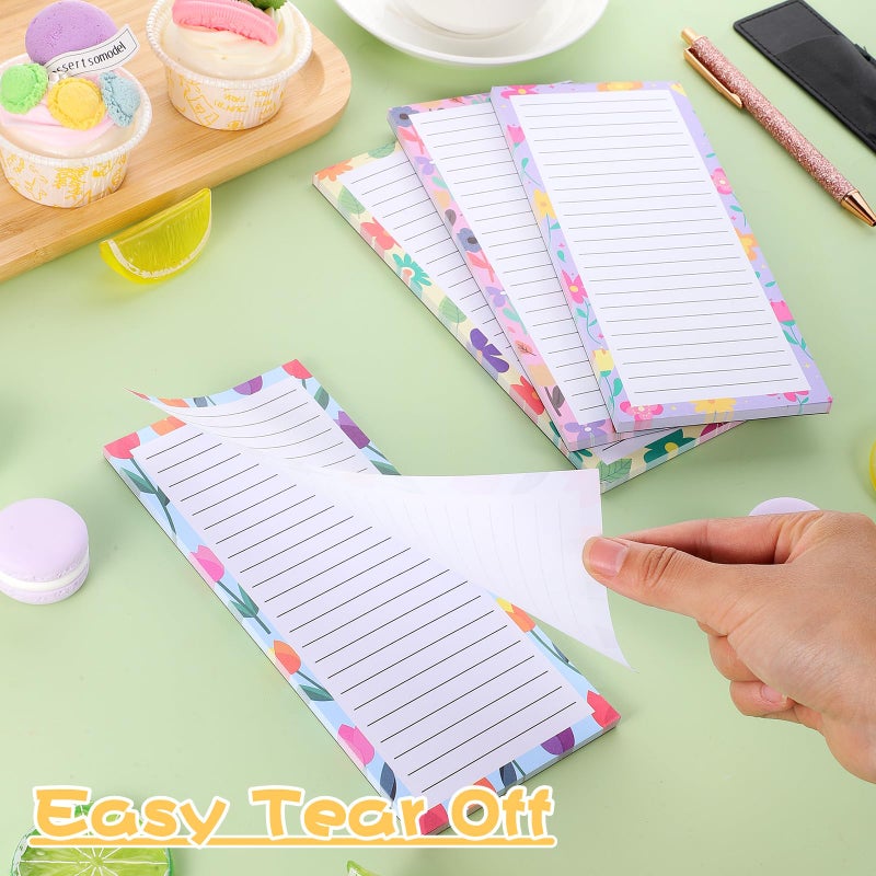 Thboxes 4 Pack Magnetic Note Pad for Fridge with Pen Holder, Totally 200 Sheets Grocery List Magnet Pad for Refrigerator Magnetic Shopping List Padï¼ˆFloral Designï¼‰ - Image 3