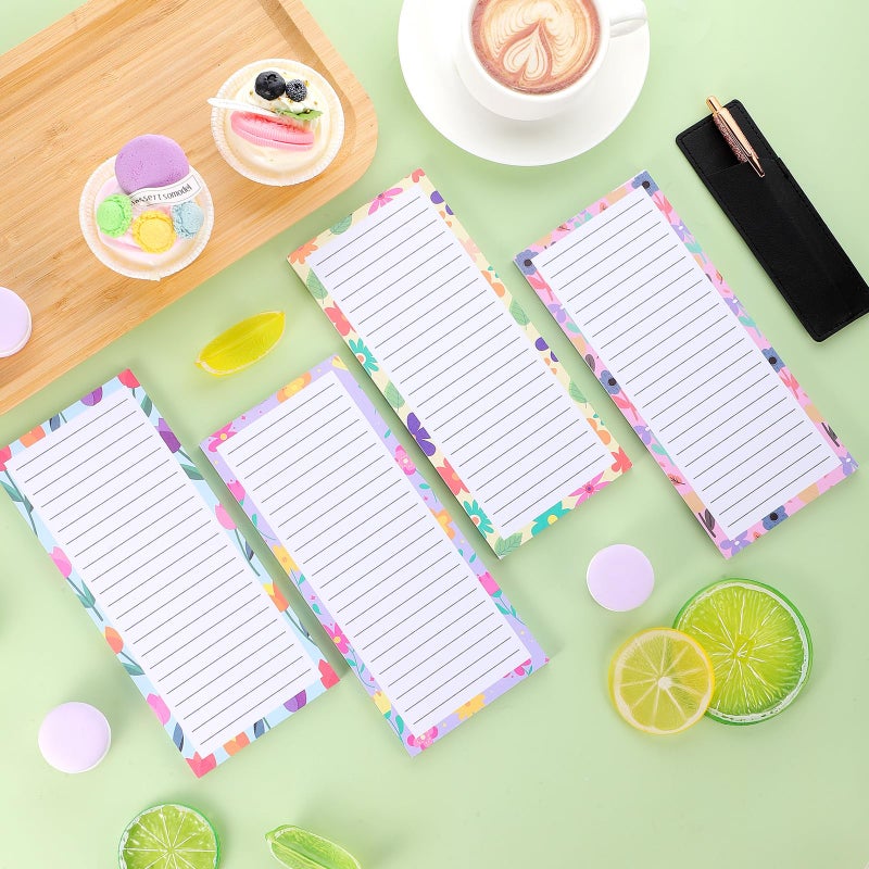 Thboxes 4 Pack Magnetic Note Pad for Fridge with Pen Holder, Totally 200 Sheets Grocery List Magnet Pad for Refrigerator Magnetic Shopping List Padï¼ˆFloral Designï¼‰ - Image 4