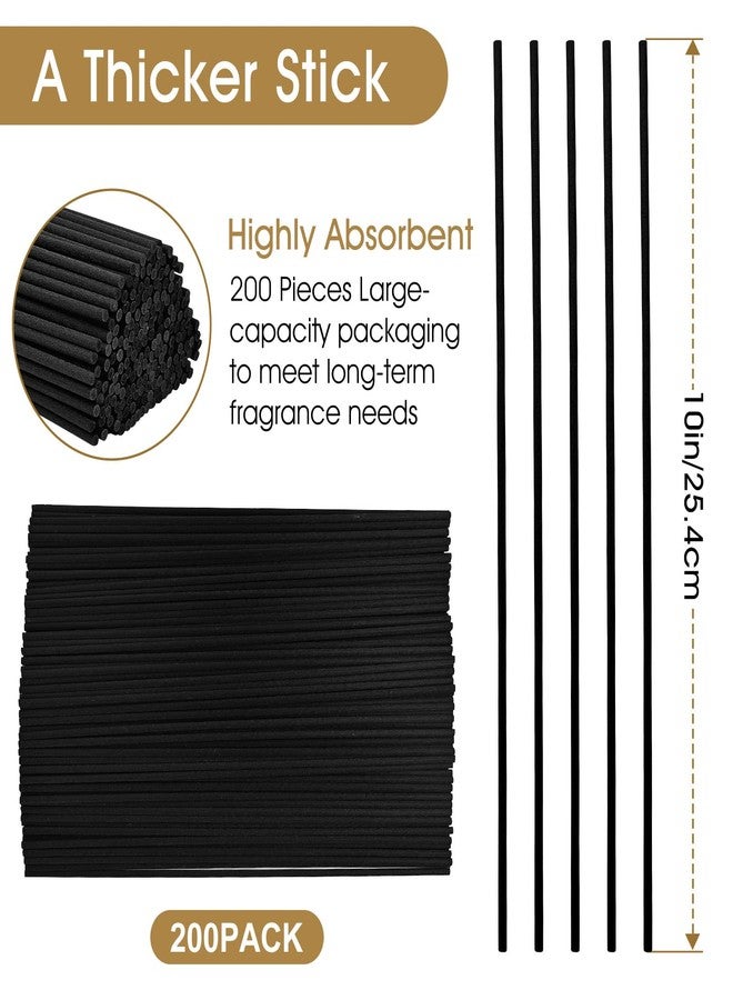 Quadafy 10-Inch Black Reed Diffuser Sticks - 200Pack Fiber Aromatherapy Reeds for Essential Oil, Home, Office and Spa - Diffuser Refills - Image 2
