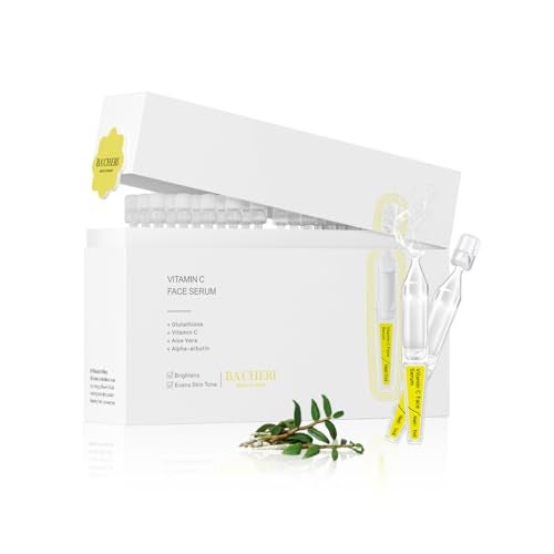 Vitamin C Face Serum with Glutathione 4D Hyaluronic Acid Organic Aloe Vera Travel Size Ampoule Brightening and Hydrating Serum Dark Spot Remover 30 Ampoules 1ml each