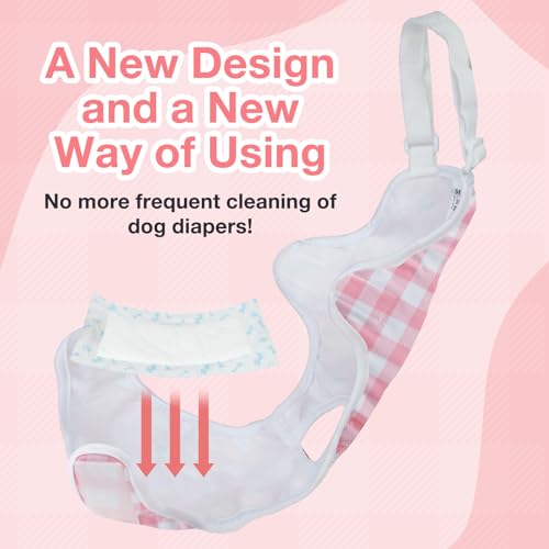 MICOOYO Dog Diaper Onesie Sanitary Pantie with Adjustable Suspender Washable Dog Period Panties Doggie Diapers Pet Underwear Female Dogs Diapers for Heat (Striped, XS/S) - Image 2