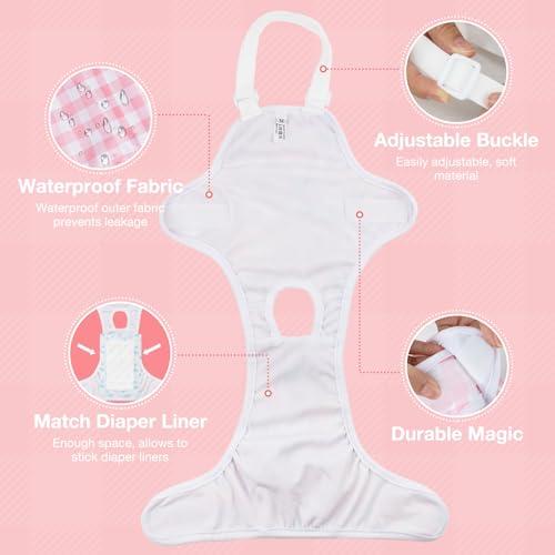 MICOOYO Dog Diaper Onesie Sanitary Pantie with Adjustable Suspender Washable Dog Period Panties Doggie Diapers Pet Underwear Female Dogs Diapers for Heat (Striped, XS/S) - Image 5