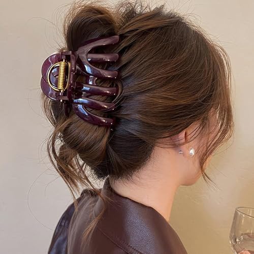 Melodio Red Hair Claw Clips for Women & Girls | Vintage Style Non-Slip Hair Clips for Thick Hair | Strong Hold Plastic Hair Barrettes | Fashion Hair Accessories - Image 5