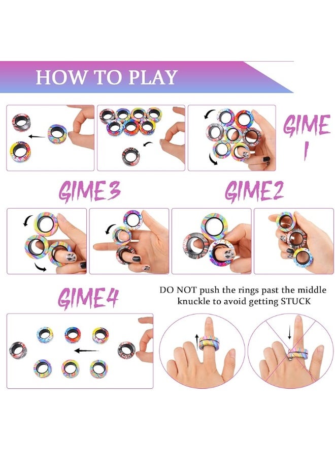 Cevioce 9Pcs Magnetic Rings Fidget Toy Set, ADHD Anxiety Magnetic Fidget Toys Adults Fidget Spinner Rings for Relief, Gifts for 8+ Year Old Teen Boy Girl - Image 1