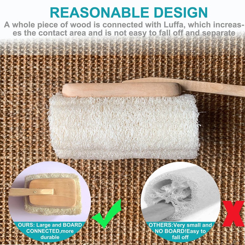 Mr.Cui'shop Natural Exfoliating Loofah luffa loofa Bath Brush On a Stick - with Long Wooden Handle Back Brush for Men & Women - Shower Sponge Body Back Scrubber Pack of 1 - Image 3