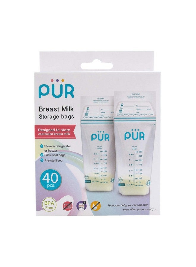Pur Plastic Breast Milk Zipper Storage Bags- 50 Bags, Clear - Image 1