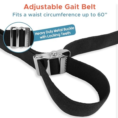 KosmoCare Gait Belt | Transfer Assist with Quick Release Metal Buckle | Medical Safety Strap for Elderly, Disabled & Therapists | 60 Inch Adjustable | Load Capacity 150 kg | Black - Image 5