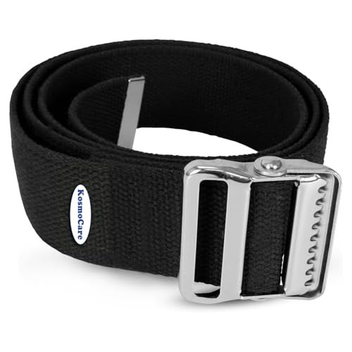 KosmoCare Gait Belt | Transfer Assist with Quick Release Metal Buckle | Medical Safety Strap for Elderly, Disabled & Therapists | 60 Inch Adjustable | Load Capacity 150 kg | Black - Image 1