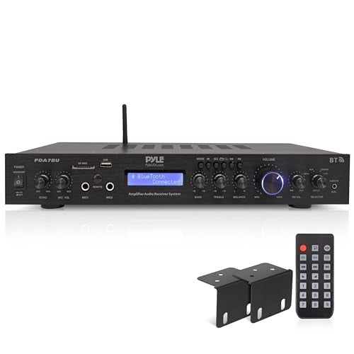 Pyle 5 Channel Rack Mount Bluetooth Amplifier Receiver Home Theater Amp Speaker Amplifier Bluetooth Wireless Streaming MP3USBSDAUXFM Radio 200Watt wDigital ID3 LCD Display from PDA7BU5