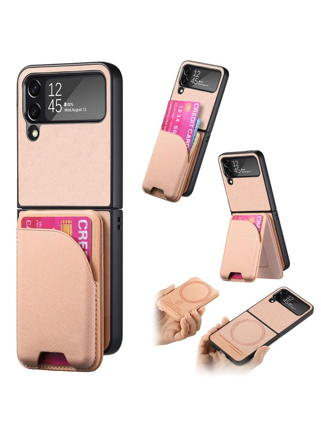 اس-توب جراب لهاتف Samsung Galaxy Z Flip 4 مصنوع من الجلد الصناعي مع حقيبة بطاقات وغطاء خلفي مغناطيسي للهاتف - Image 1